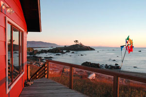 Photo of deck at sunset