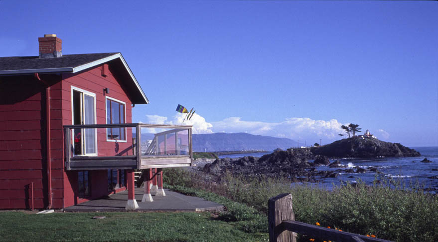 image of deck and view of Battery Point Lighthouse